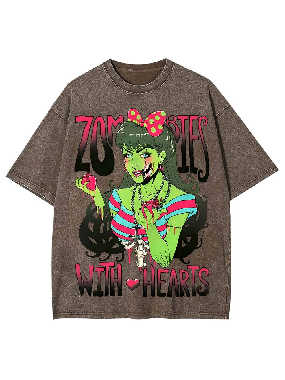 Zombies With Hearts Washed Tshirt
