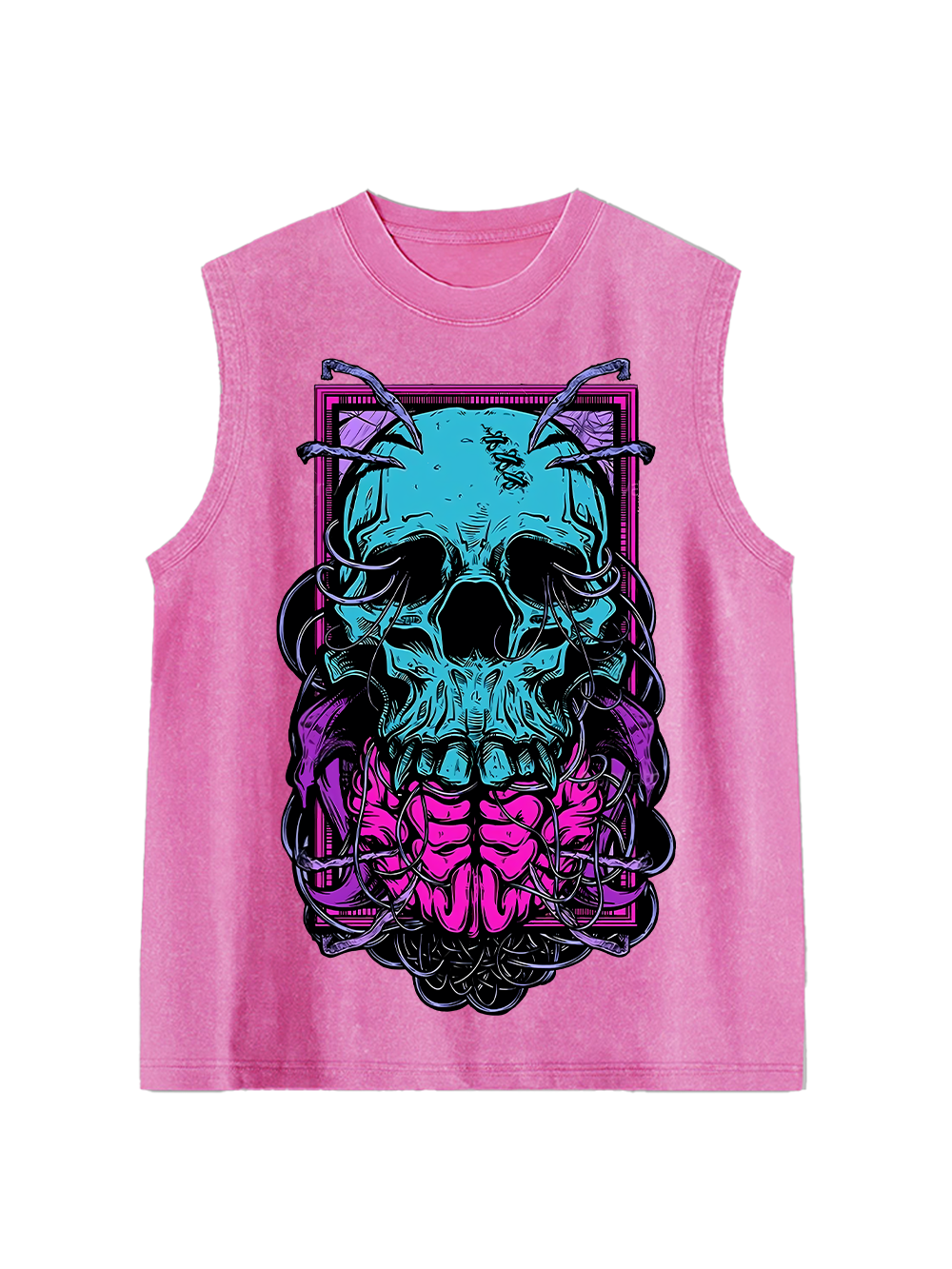 Cyber Skull Washed Tank Top