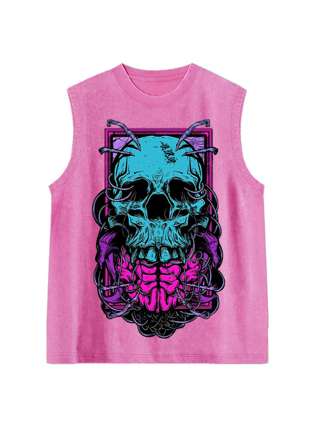 Cyber Skull Washed Tank Top