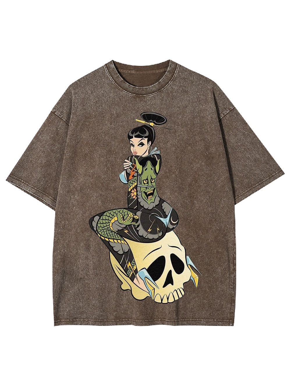 Tattoo And Skull Washed Tshirt