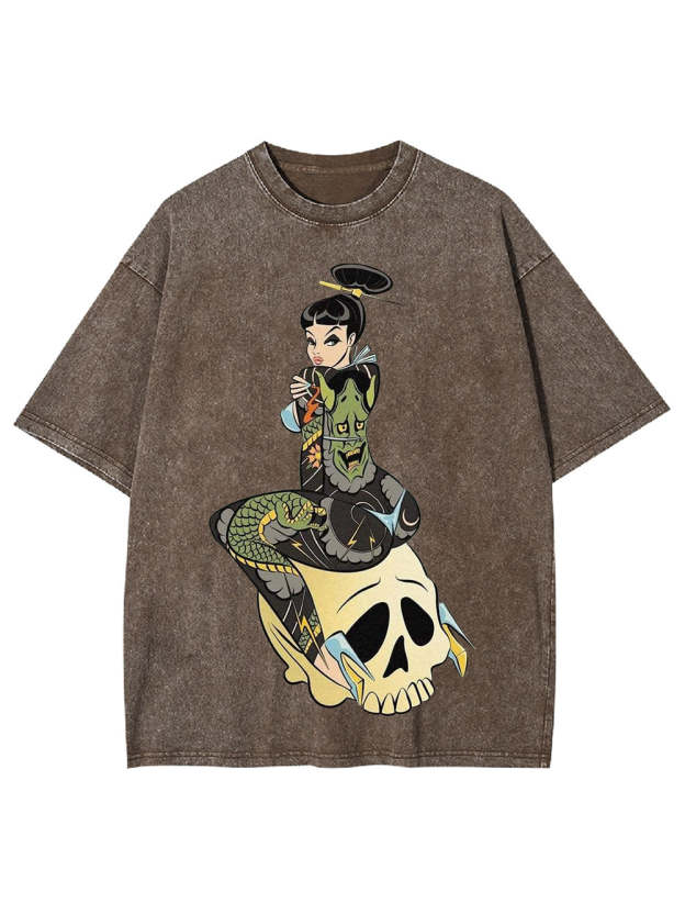 Tattoo And Skull Washed Tshirt