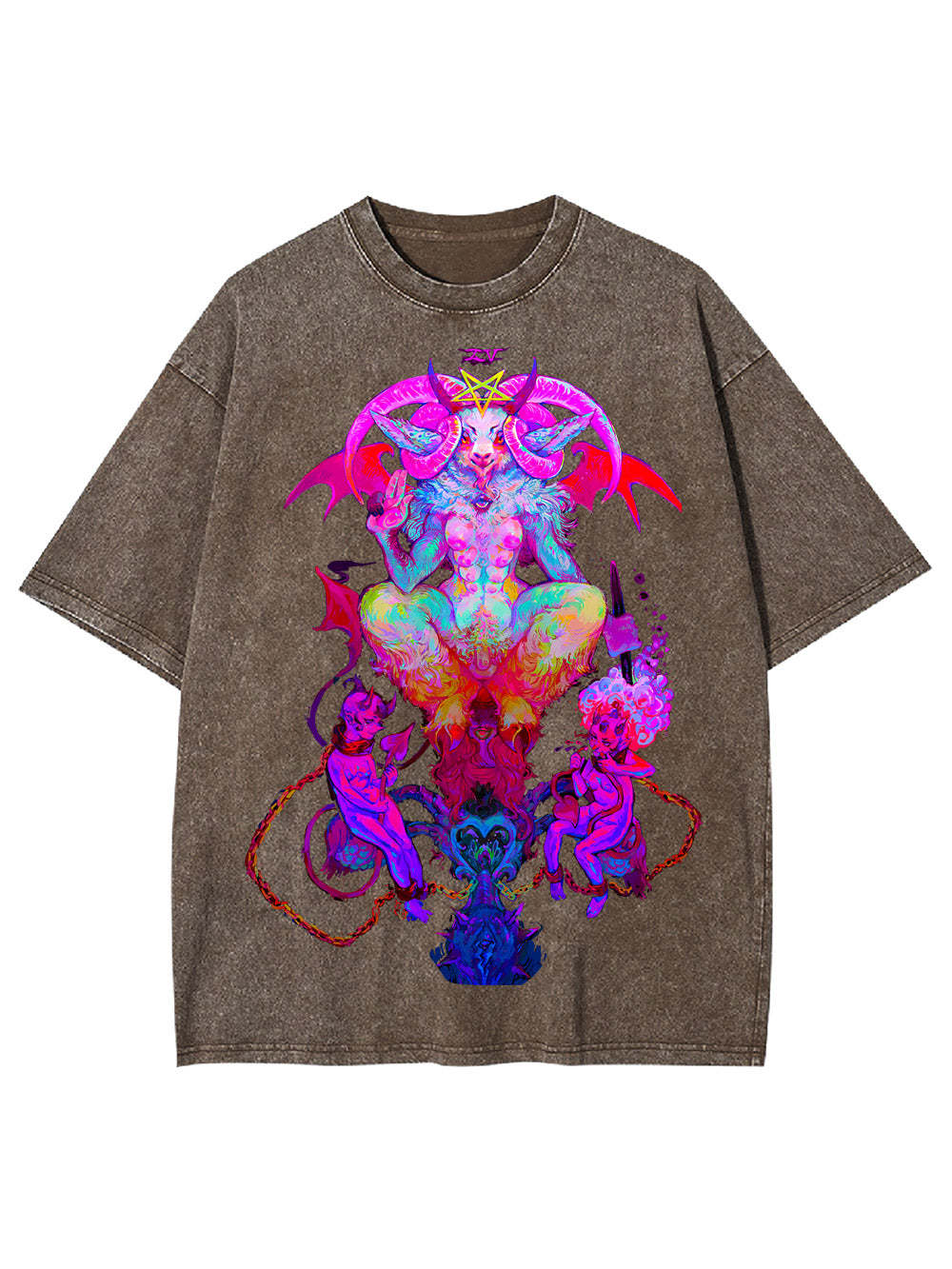 NEON BAPHOMET VISION WASHED TSHIRT