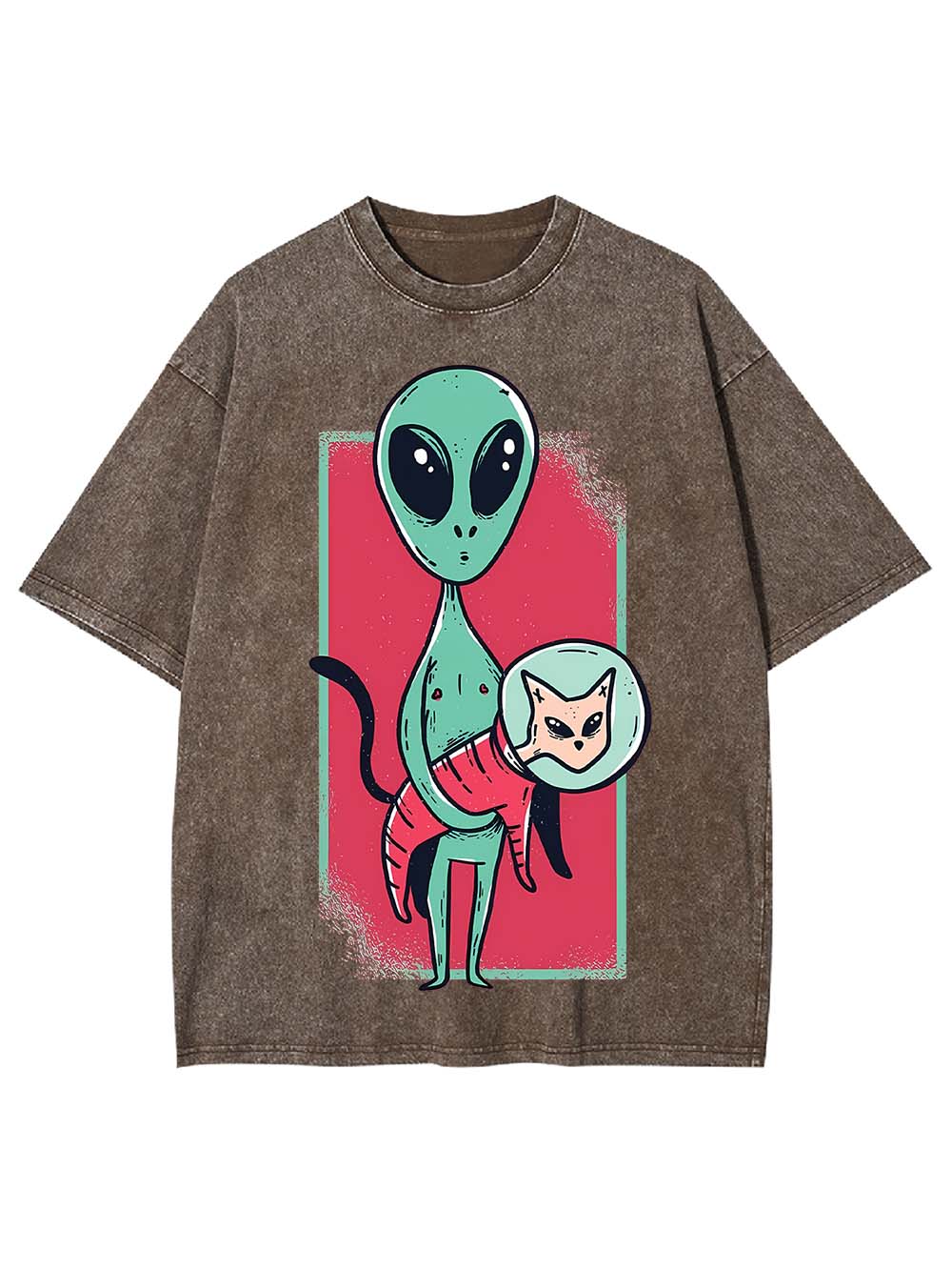 Alien Cat Discovery Washed Tshirt