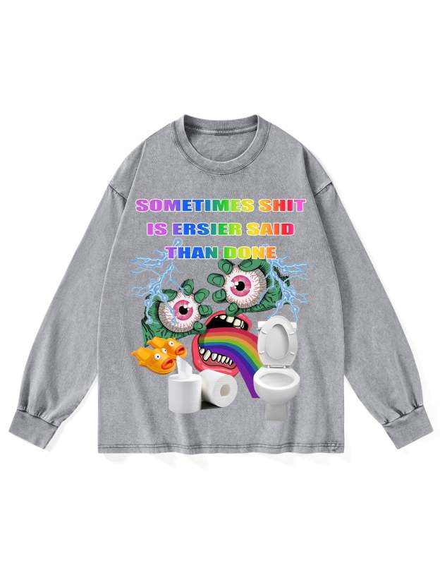 Shit Washed Long-Sleeve Tshirt-ClassyOutlaw
