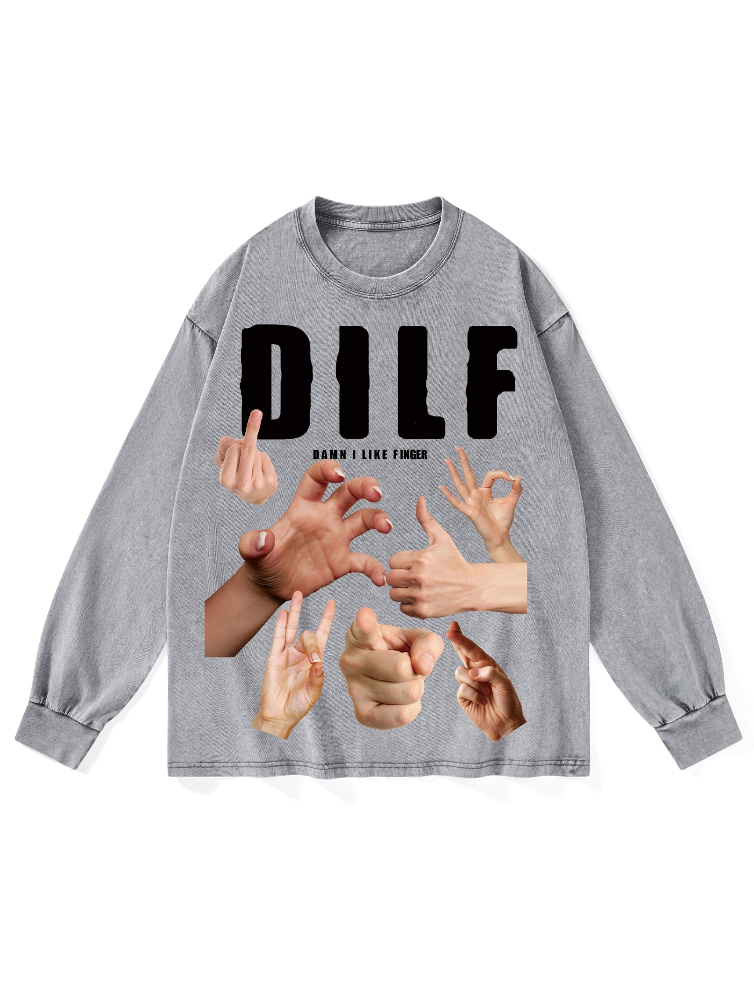 Dilf Washed Long-Sleeve Tshirt-ClassyOutlaw