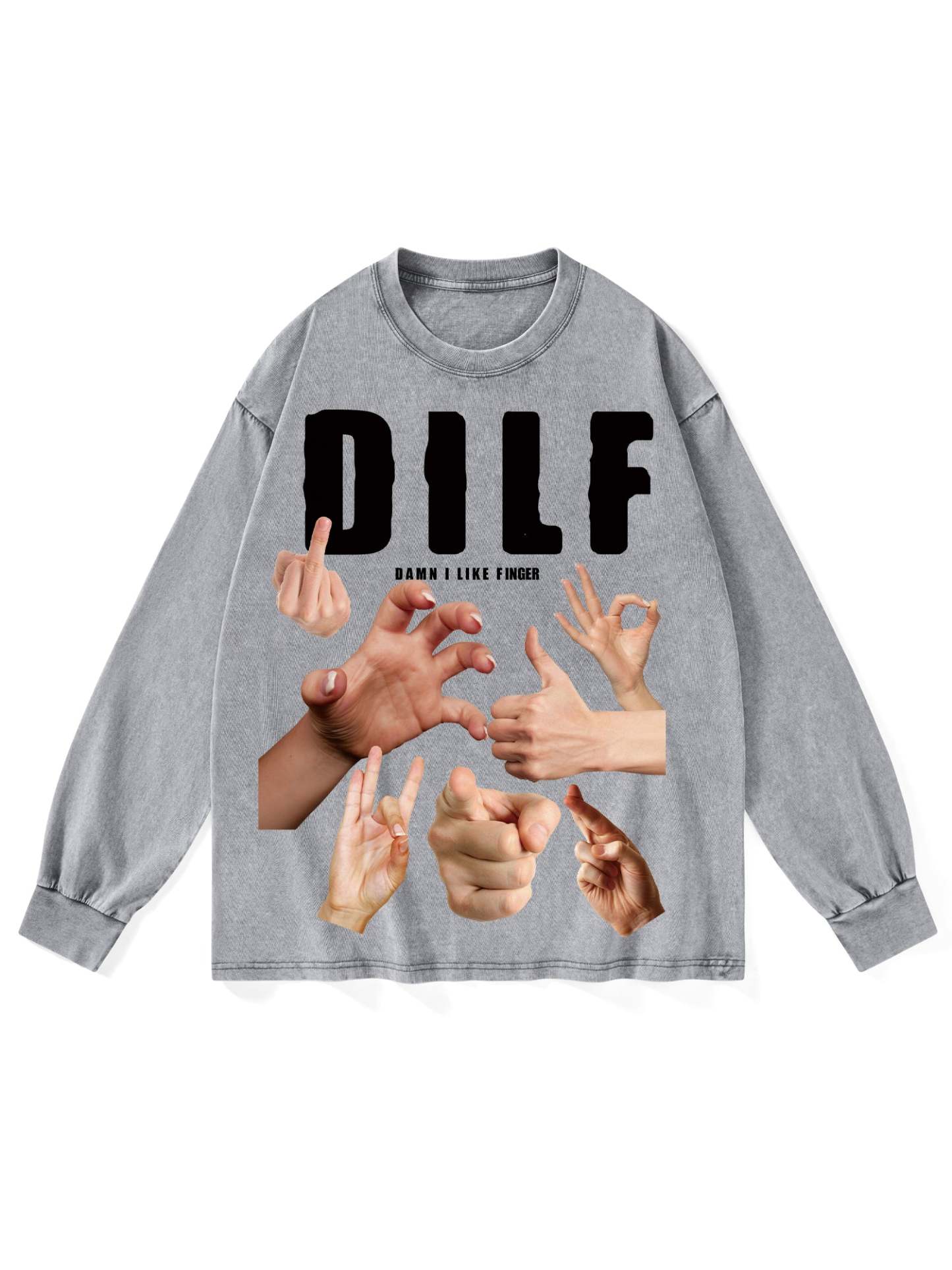 Dilf Washed Long-Sleeve Tshirt-ClassyOutlaw