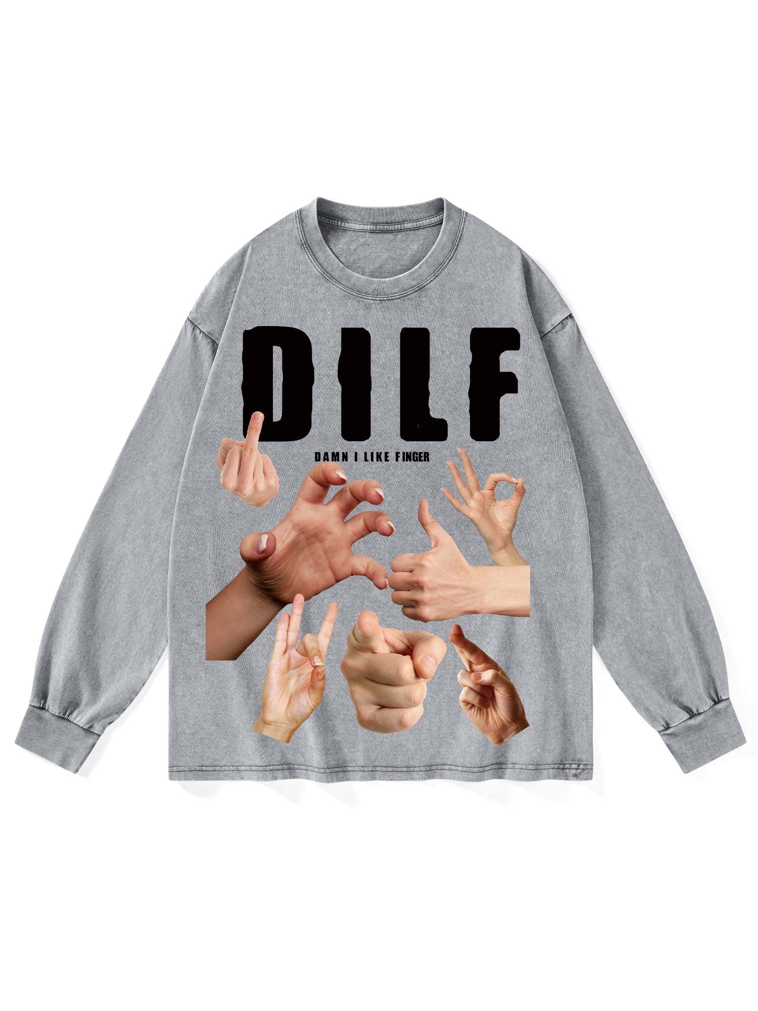 Dilf Washed Long-Sleeve Tshirt-ClassyOutlaw