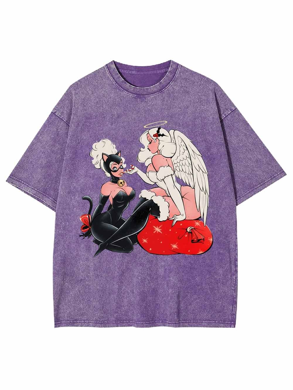 Catwoman And Angel Washed Tshirt