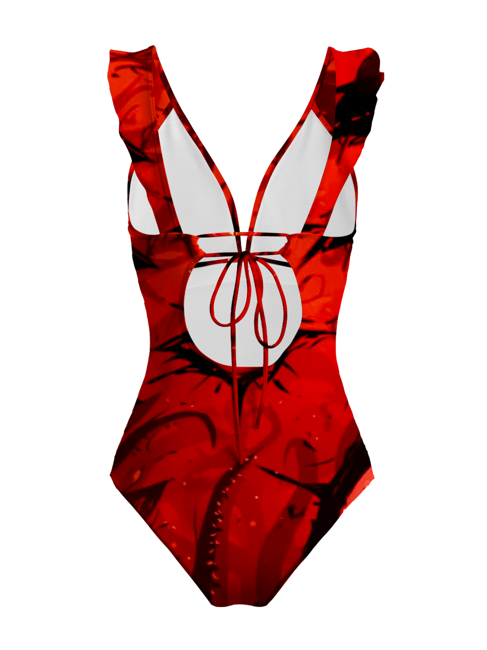 CRIMSON EYE V-NECK ONE PIECE SWIMSUIT