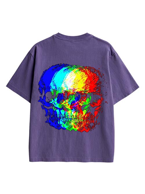 Skull Illusion Double Sided Print Washed TShirt