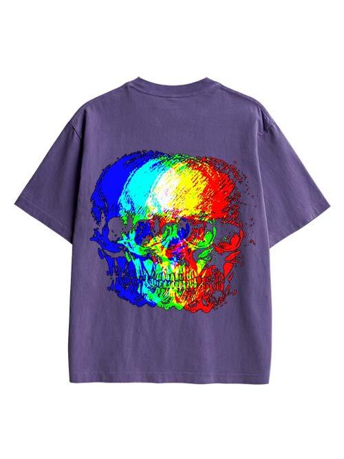 Skull Illusion Double Sided Print Washed TShirt