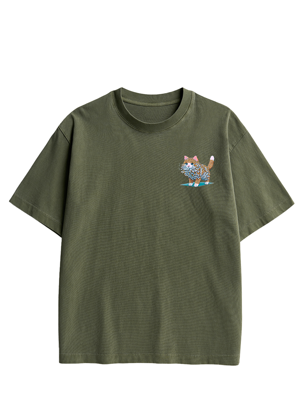 Cigarette Cat Double Sided Print Washed TShirt