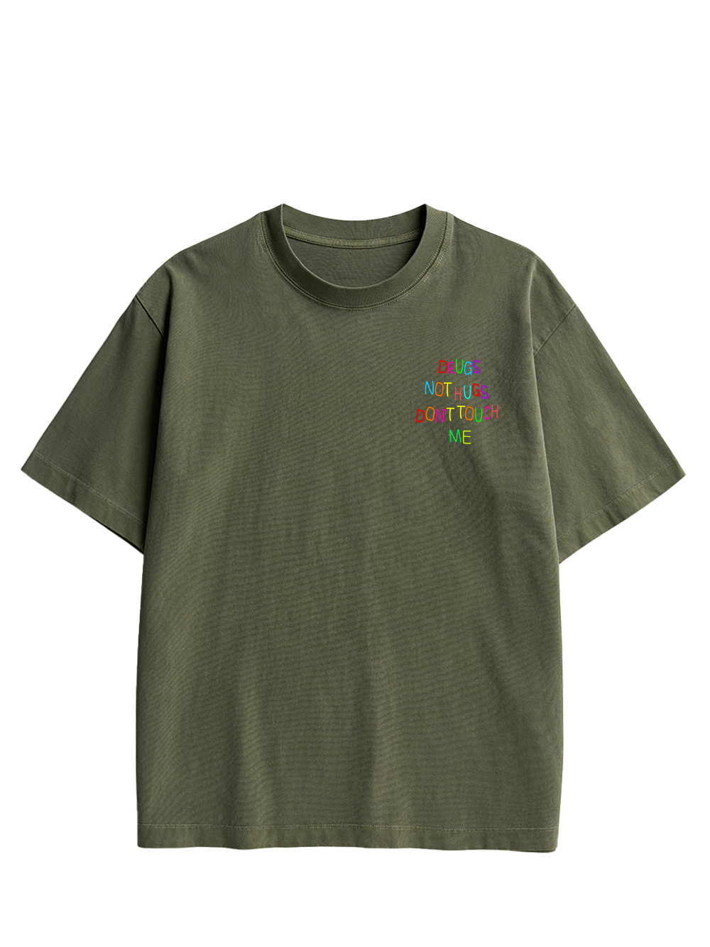 DRUGS NOT HUGS DON’T TOUCH ME Double Sided Print Washed TShirt