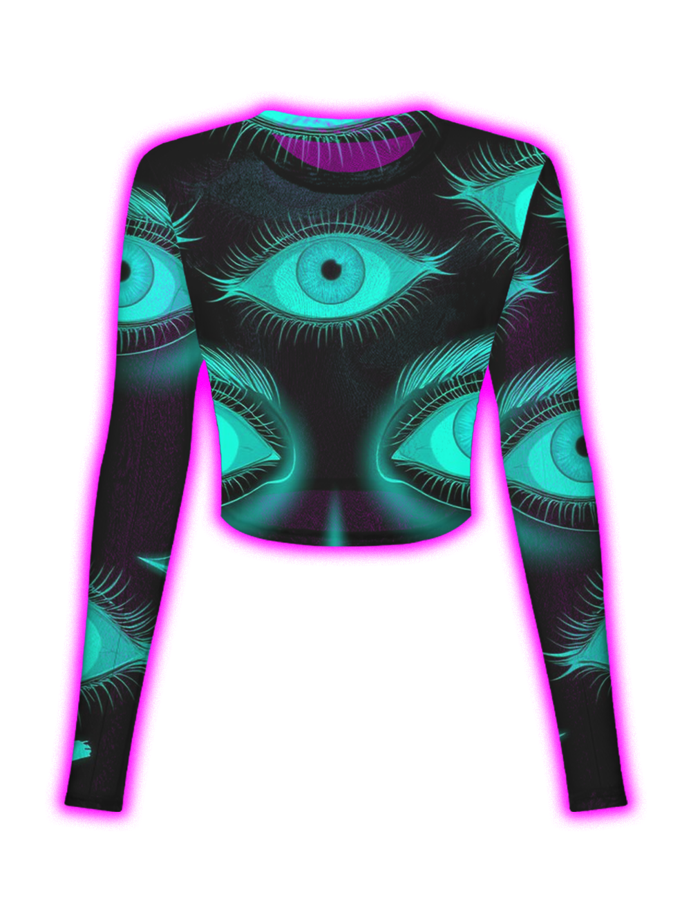 GLOWING CYAN EYES MESH TOP