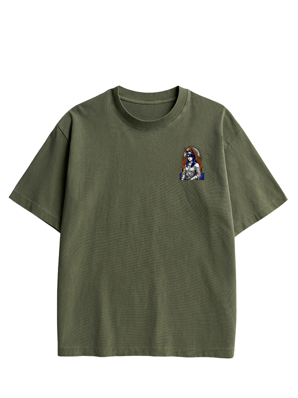 GOTHIC NUN WITH BUNNY EARS CHURCH DOUBLE SIDED PRINT WASHED TSHIRT