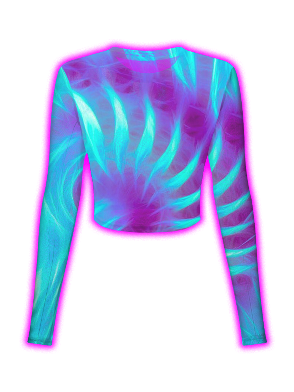 NEON AQUA PURPLE ABSTRACT MESH TOP