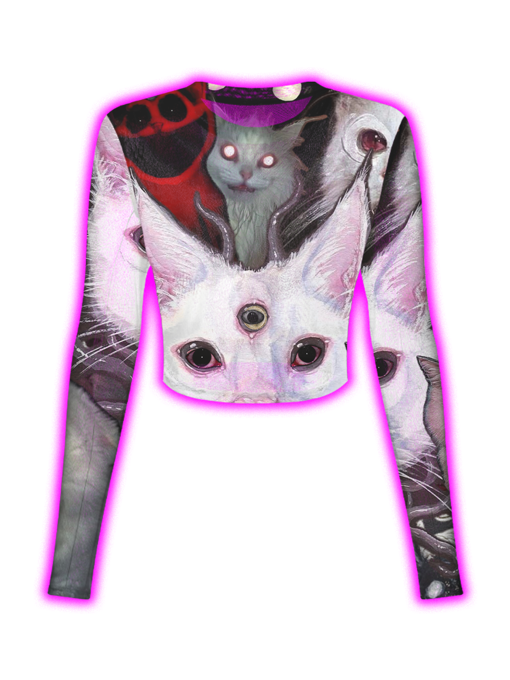 THREE-EYED MYSTIC CATS MESH TOP
