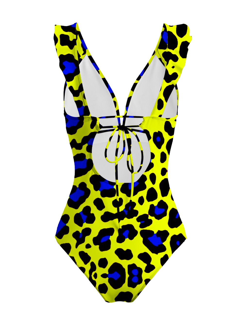 NEON YELLOW LEOPARD V-NECK ONE PIECE SWIMSUIT