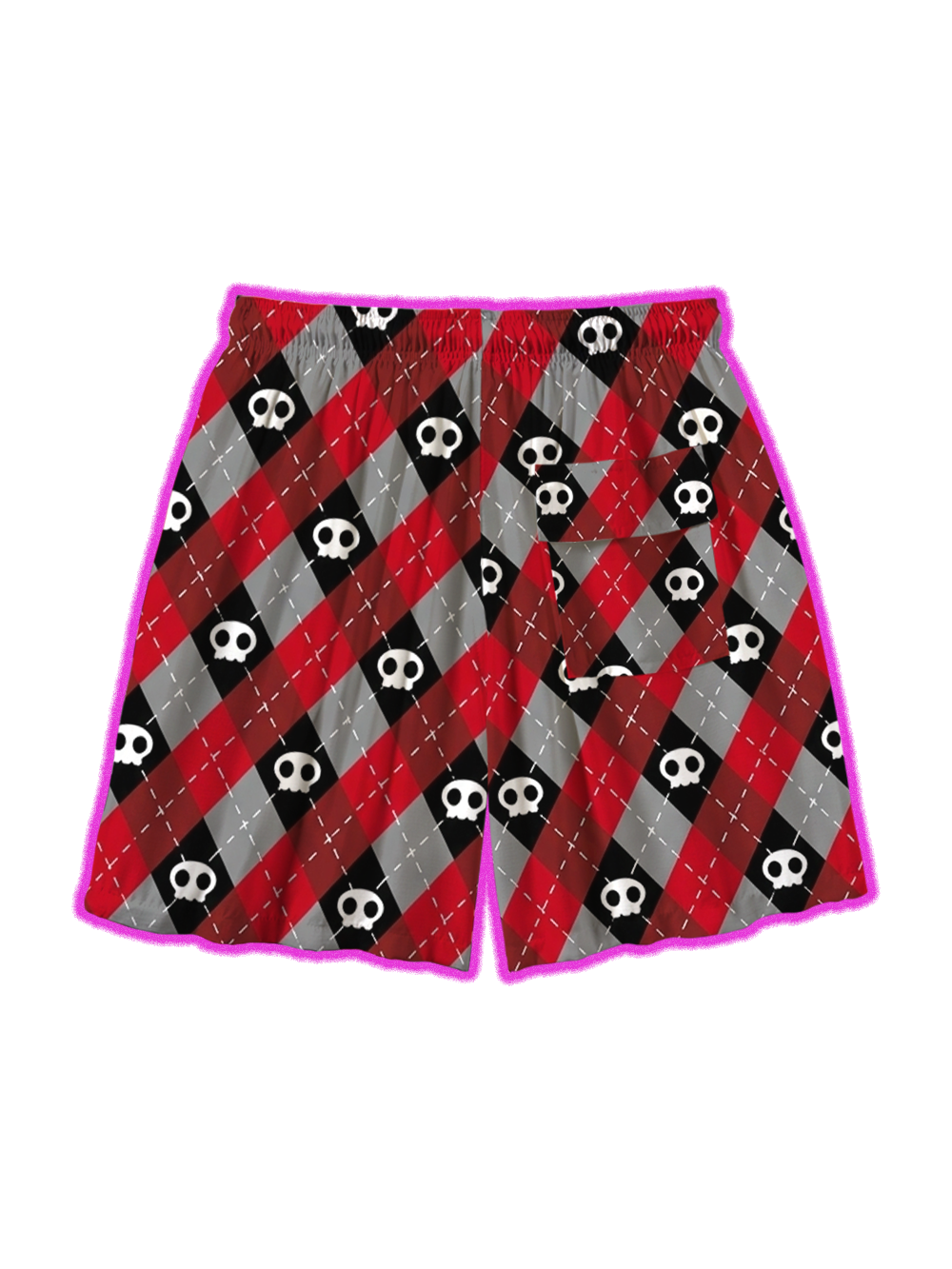 SKULL ARGYLE ALL OVER PRINT SHORTS