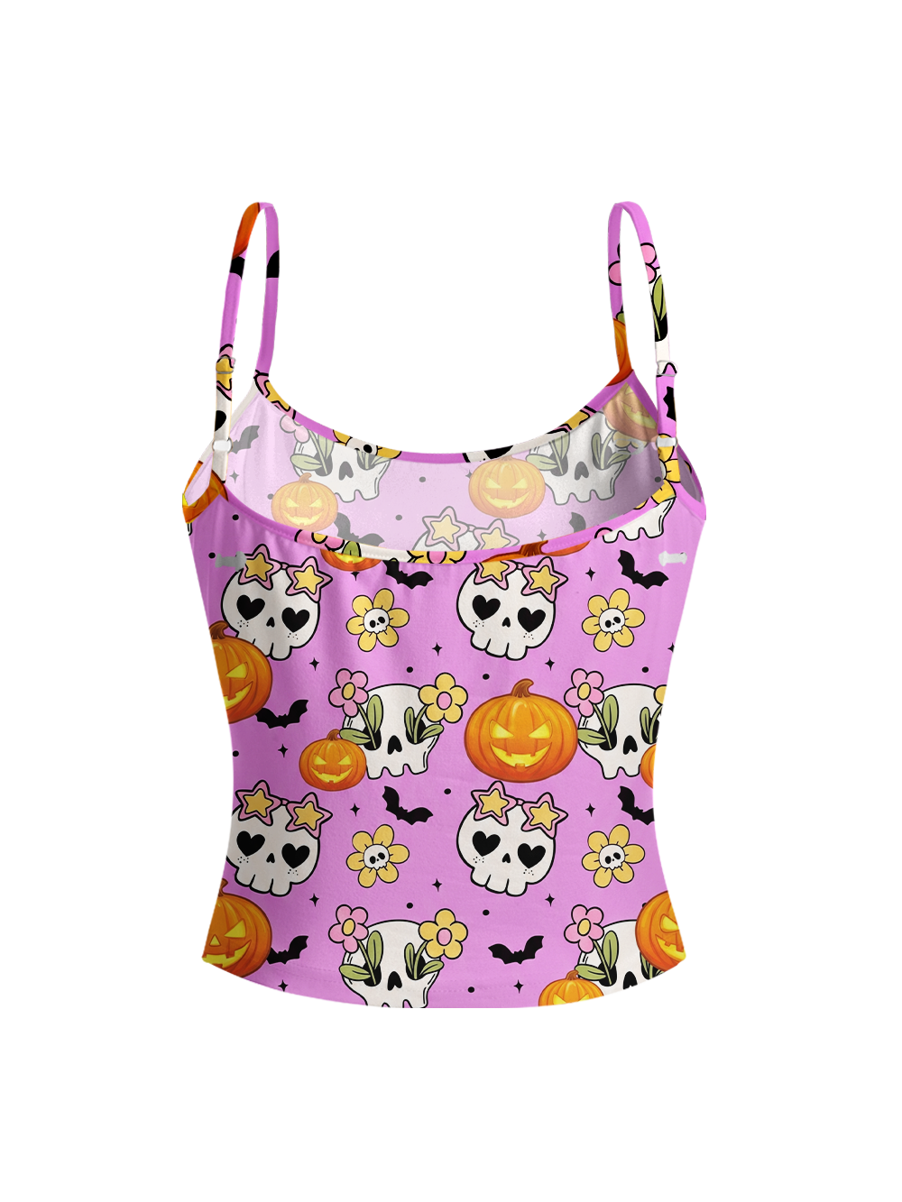GOTH HALLOWEEN FULL-PRINT SPAGHETTI-STRAP TOP