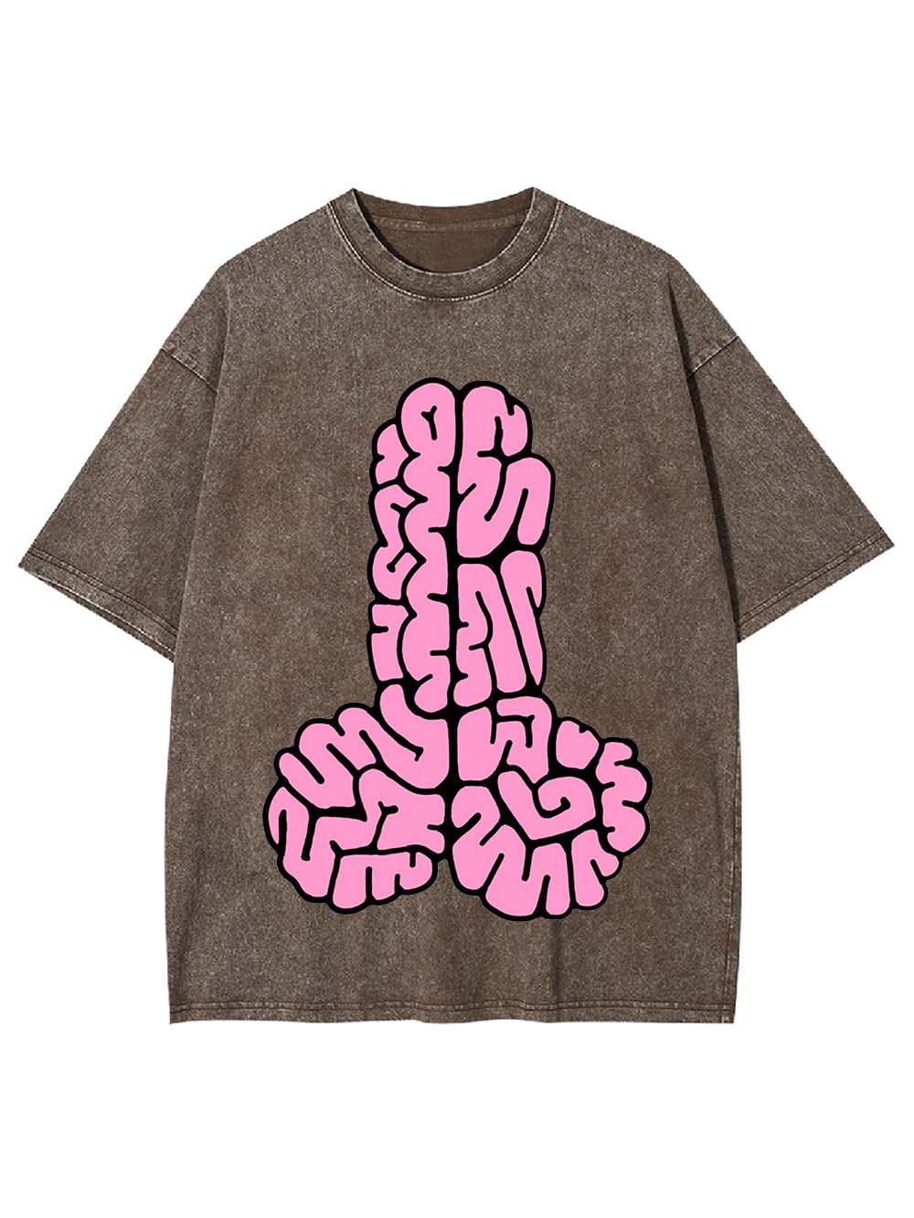 Pink Brain Pattern Abstract Washed Tshirt