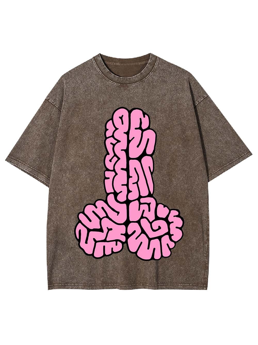Pink Brain Pattern Abstract Washed Tshirt