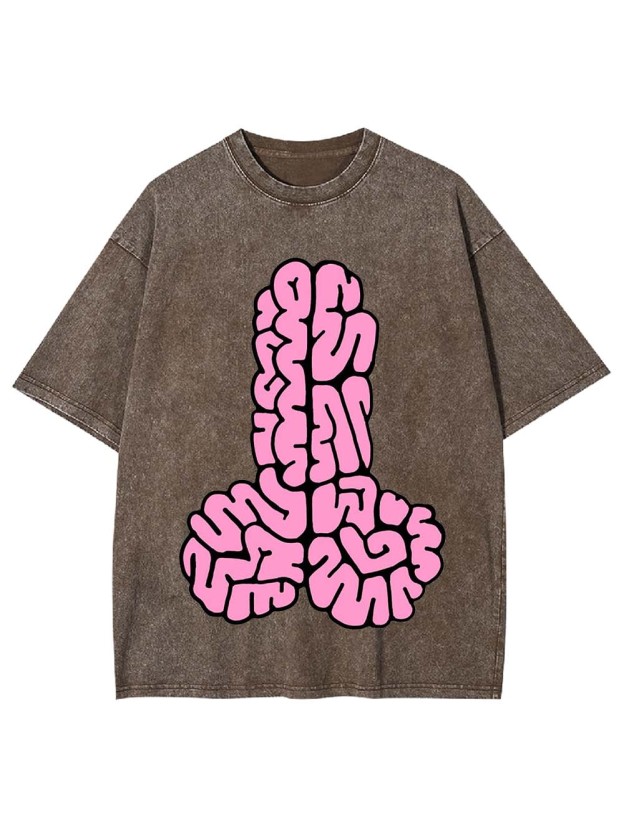 Pink Brain Pattern Abstract Washed Tshirt