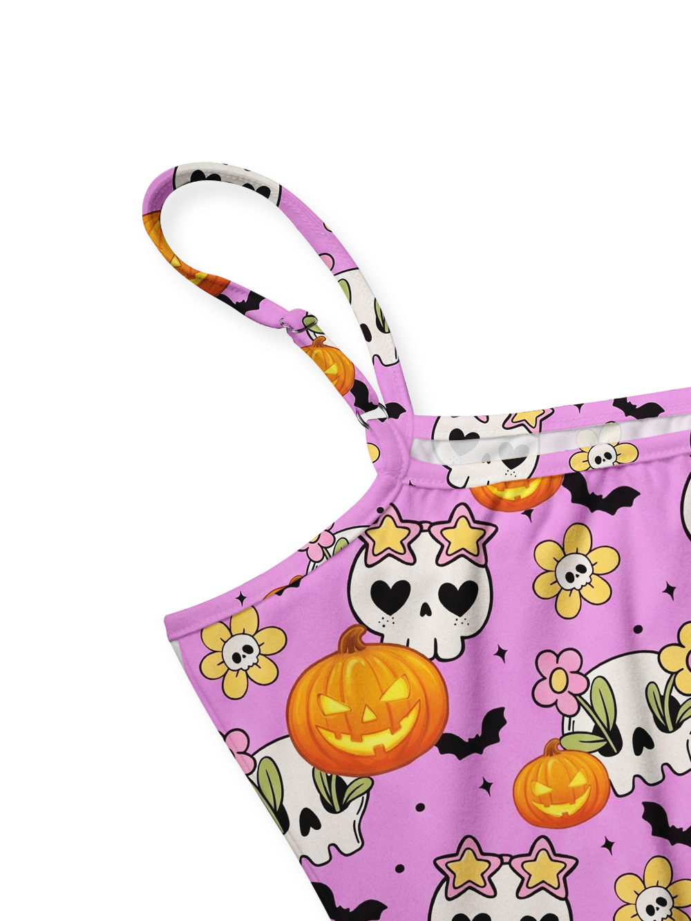 GOTH HALLOWEEN FULL-PRINT SPAGHETTI-STRAP TOP