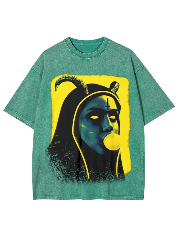Nun Devil Horns Washed Tshirt