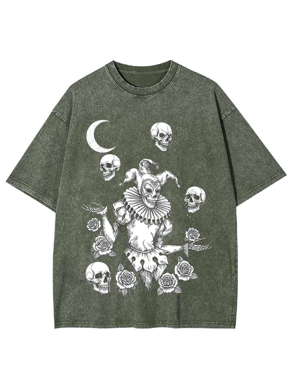 Skull Clown Rose Washed Tshirt