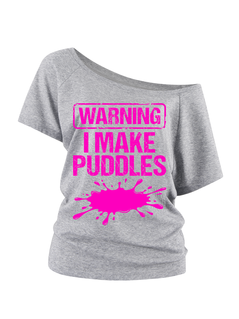 PINK PUDDLE WARNING OFF SHOULDER TSHIRT