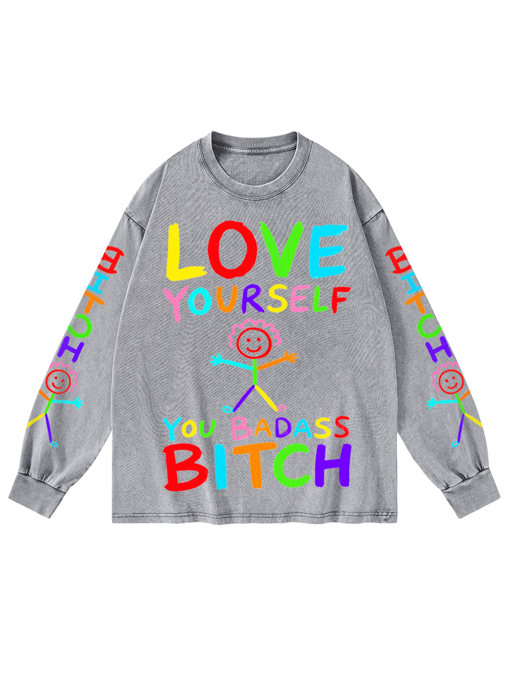 BRIGHT REBEL WASHED LONG-SLEEVE GRAPHIC TSHIRT