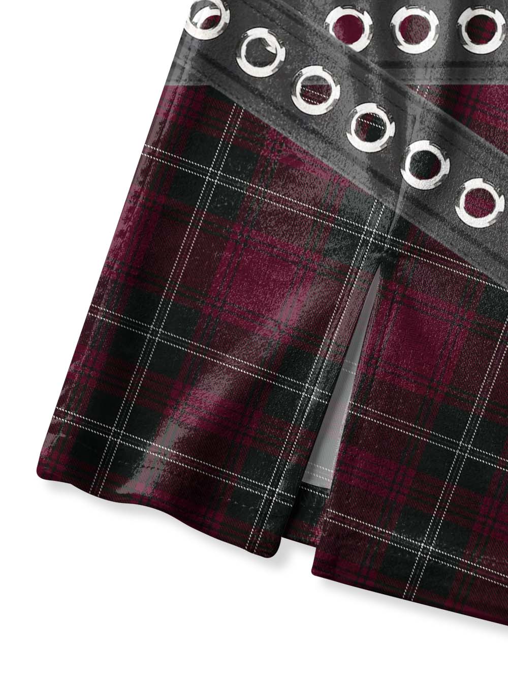 PLAID STRAP QIPAO MINI DRESS