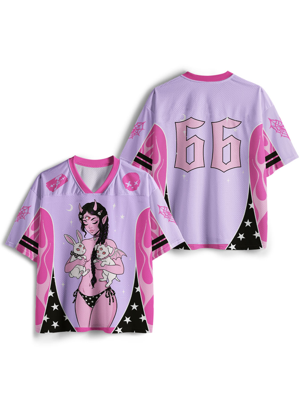 PINK DEMON GIRL WITH CUTE BUNNIES MESH JERSEY