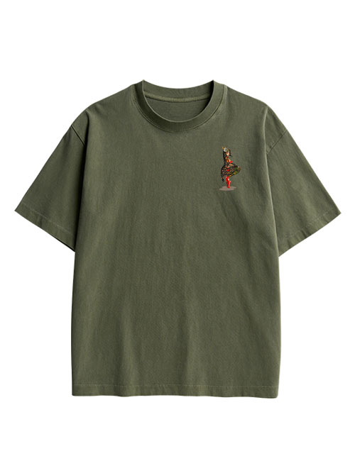 Tattooed Warrior Double Sided Print Washed TShirt