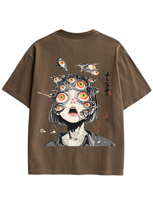 MULTITUDE OF GAZES DOUBLE SIDED PRINT WASHED TSHIRT