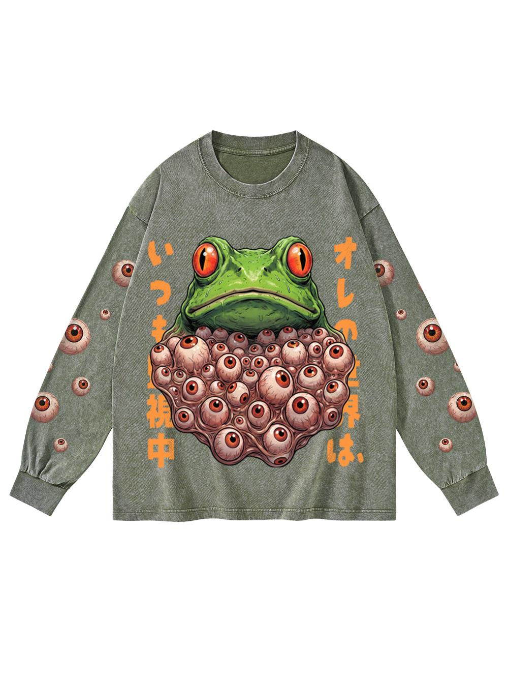 EYEBALL FROG WASHED LONG-SLEEVE GRAPHIC TSHIRT