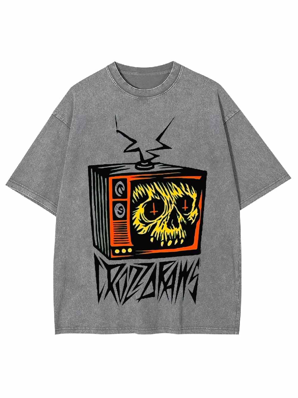 DISTORTED SKULL TV WASHED TSHIRT