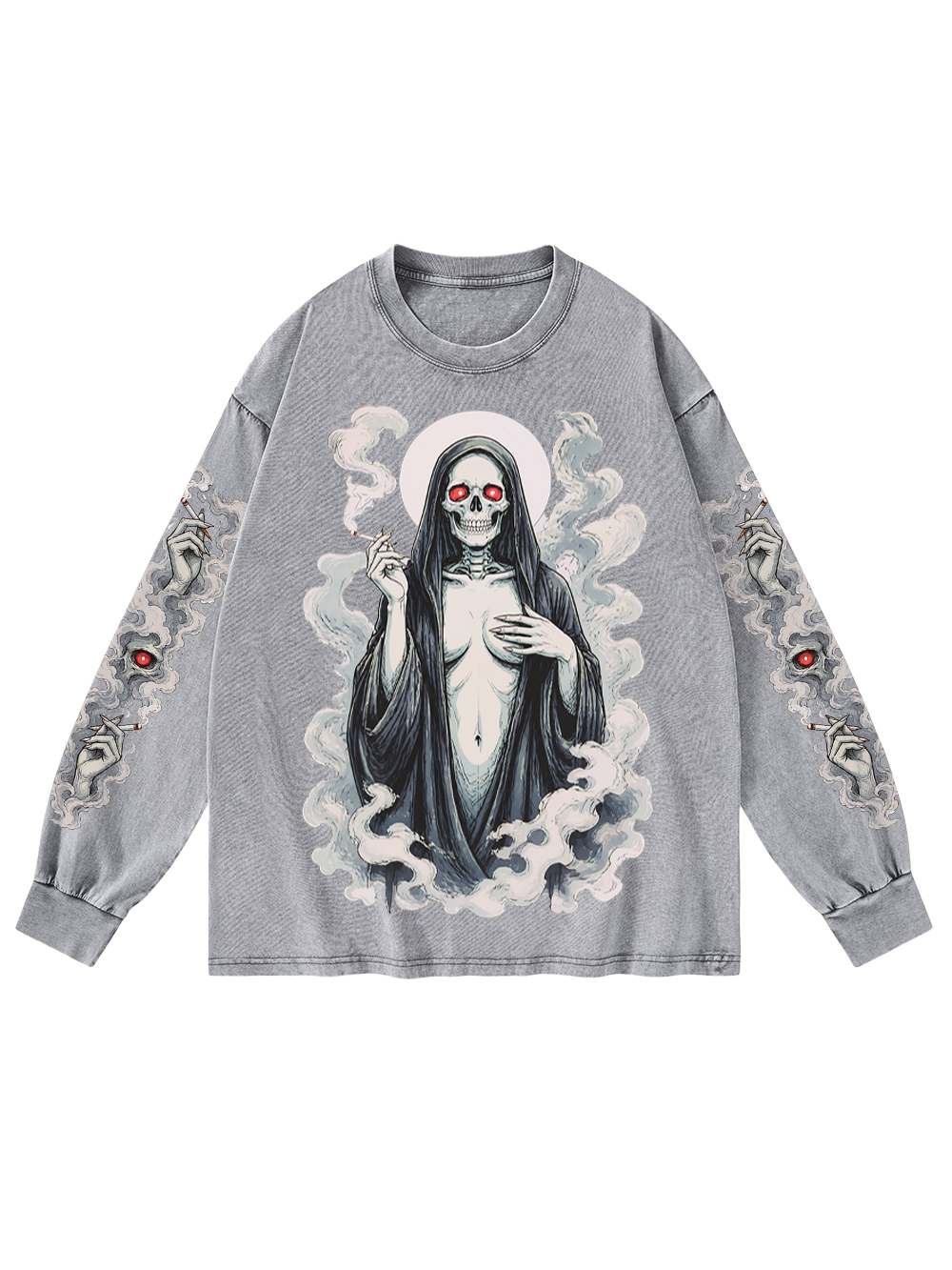 GRIM SISTER WASHED LONG-SLEEVE GRAPHIC TSHIRT