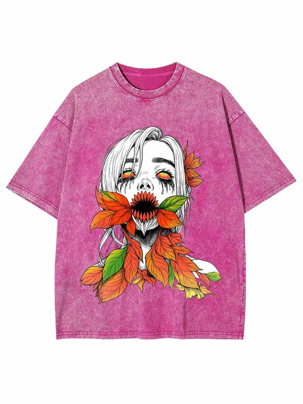 Flower Demon Autumn Leaves Washed Tshirt