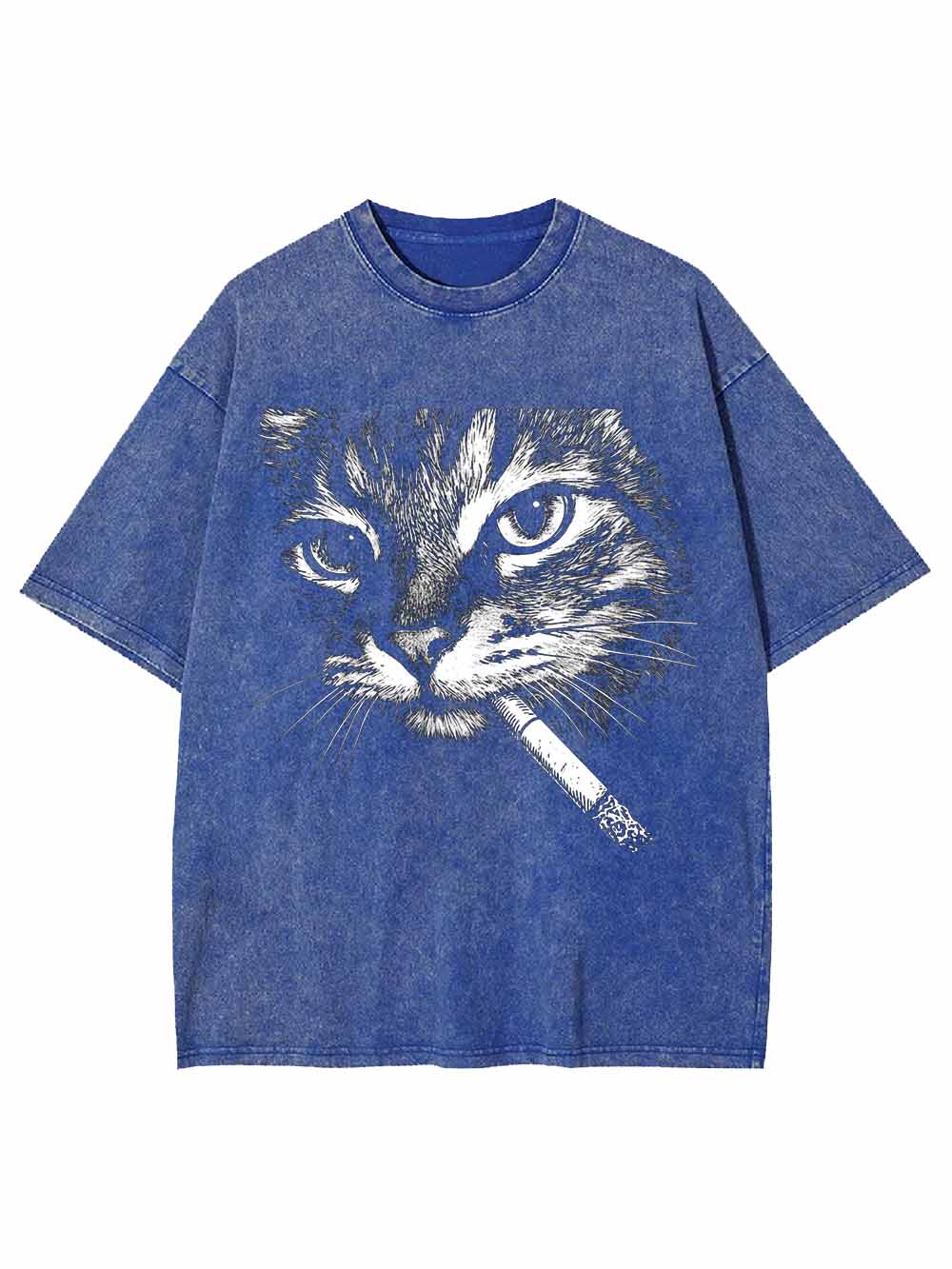 Cat With Cigarette Washed Tshirt