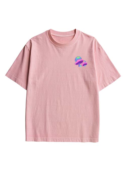 Mushroom Double Sided Print Washed TShirt