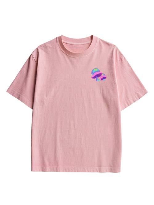 Mushroom Double Sided Print Washed TShirt