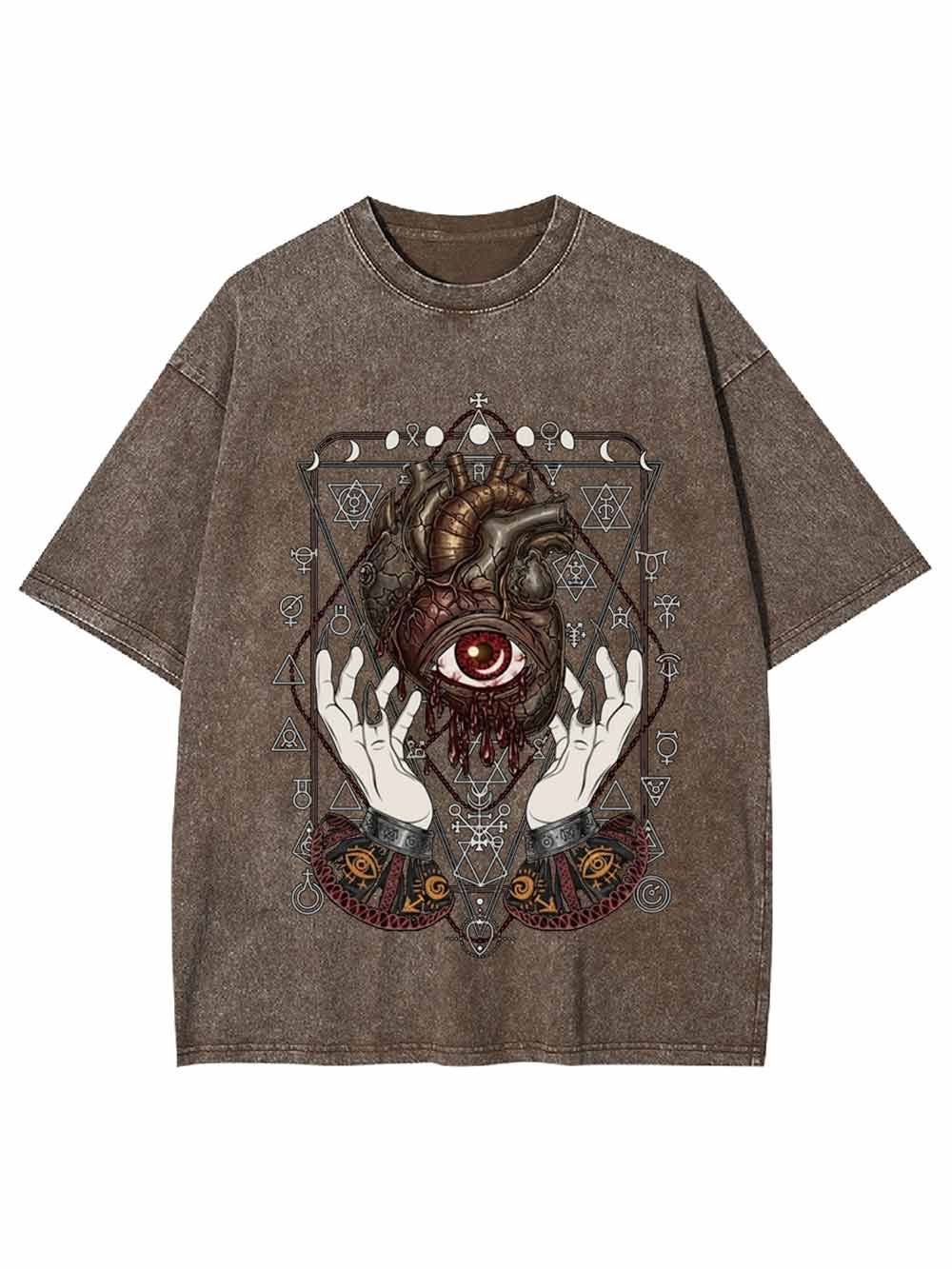 Anatomical Eyes Heart Art Print Washed Tshirt