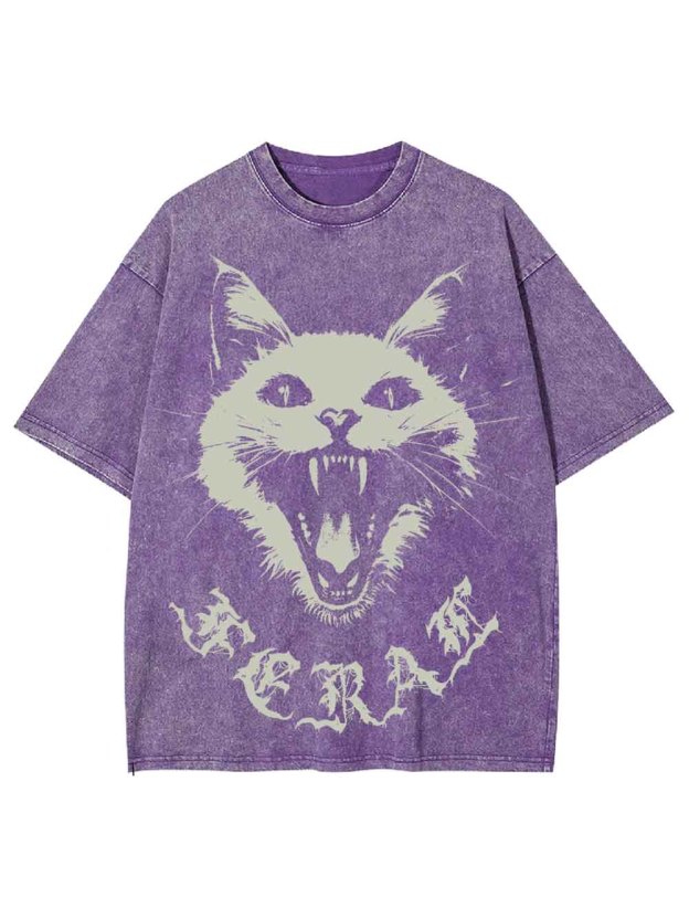 Feral White Cat Washed Tshirt