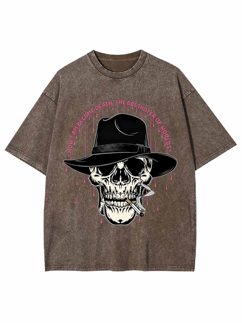 Dark Skull Gentleman Hat Washed Tshirt