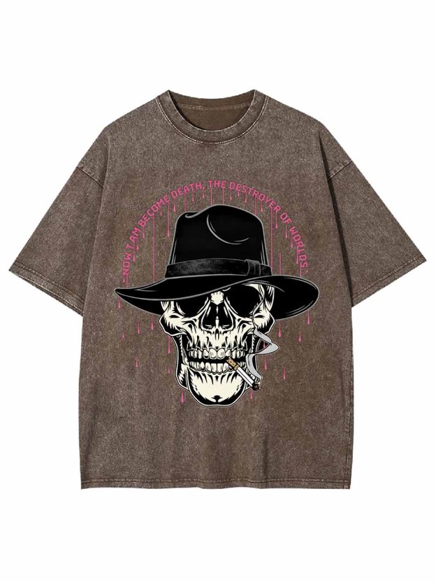 Dark Skull Gentleman Hat Washed Tshirt