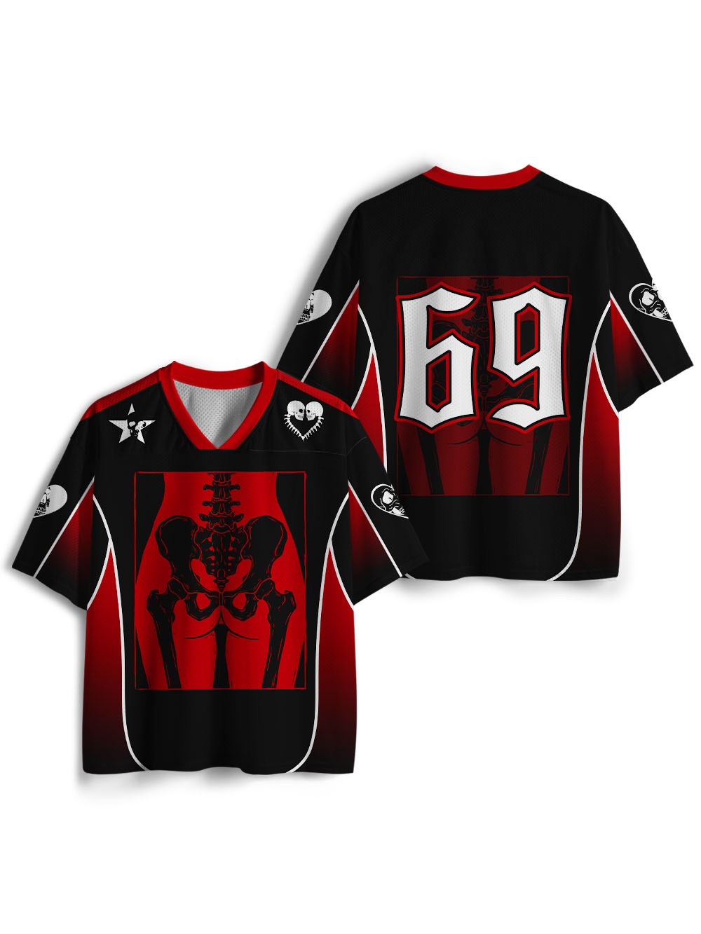 RED ANATOMICAL PELVIS BONE MESH JERSEY