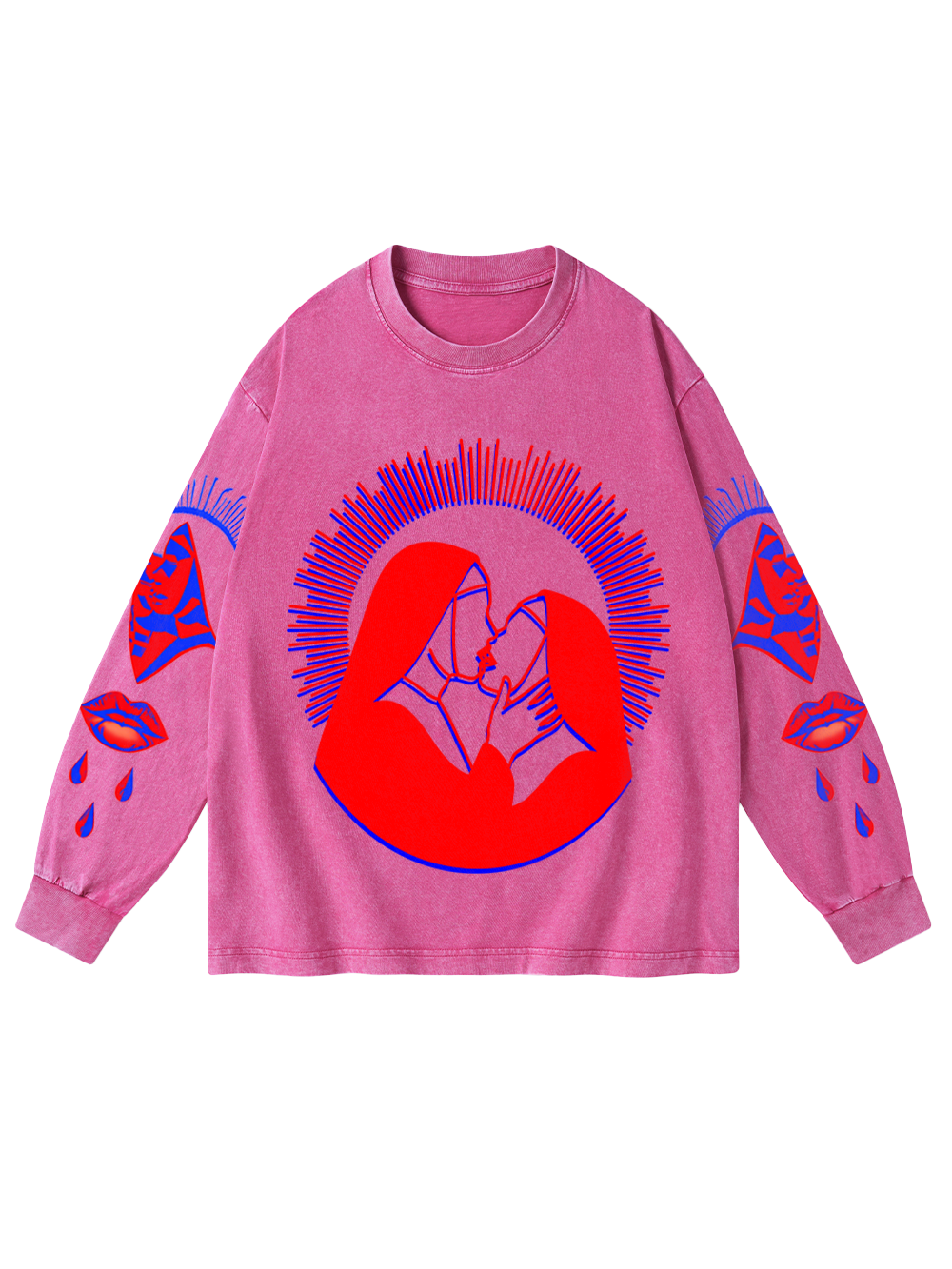 HOLY KISS WASHED LONG-SLEEVE GRAPHIC TSHIRT