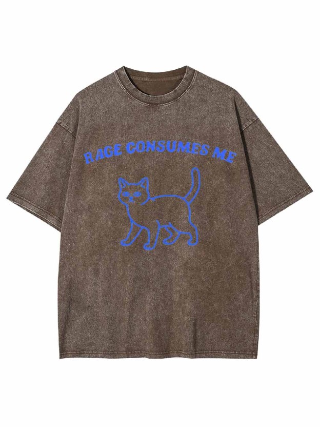 Rage Consumes Me Cat Washed Tshirt